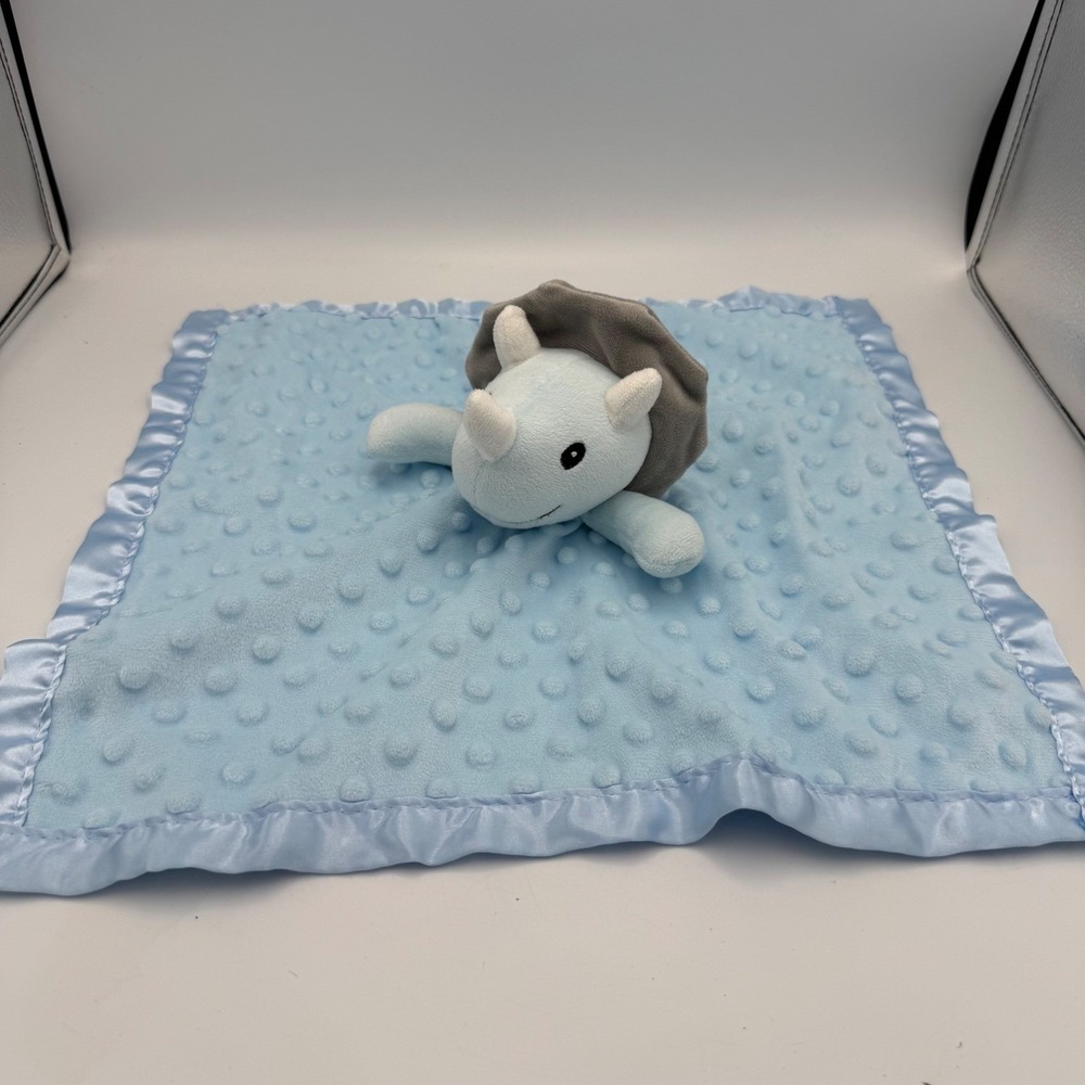 Pro Goleem Triceratops Dinosaur Baby Security Blanket Lovie Minky Dot Satin Trim